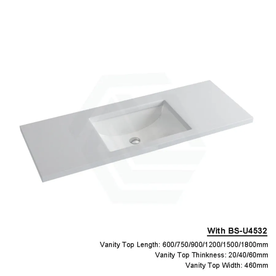 20/40/60mm Gloss Silk White Stone Top Calacatta Quartz with Undermount Basin