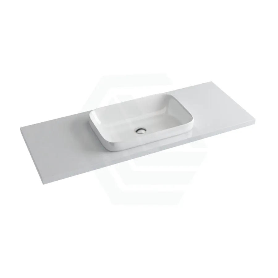 20/40/60mm Gloss Silk White Stone Top Quartz with Inset Basin