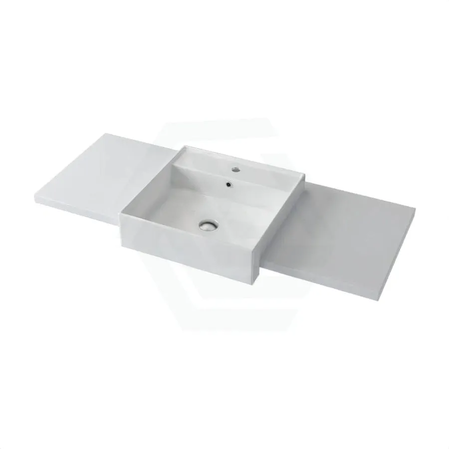 20/40/60mm Gloss Silk White Stone Top Quartz with Semi-Recessed Basin