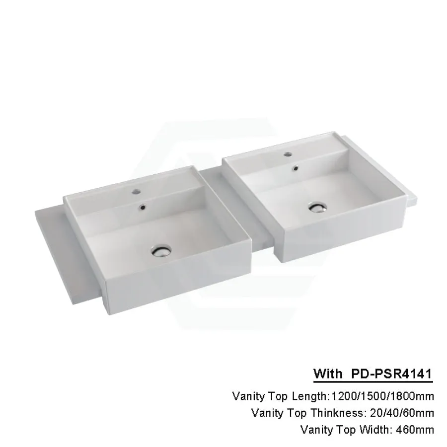 20/40/60mm Gloss Silk White Stone Top Quartz with Semi-Recessed Basin