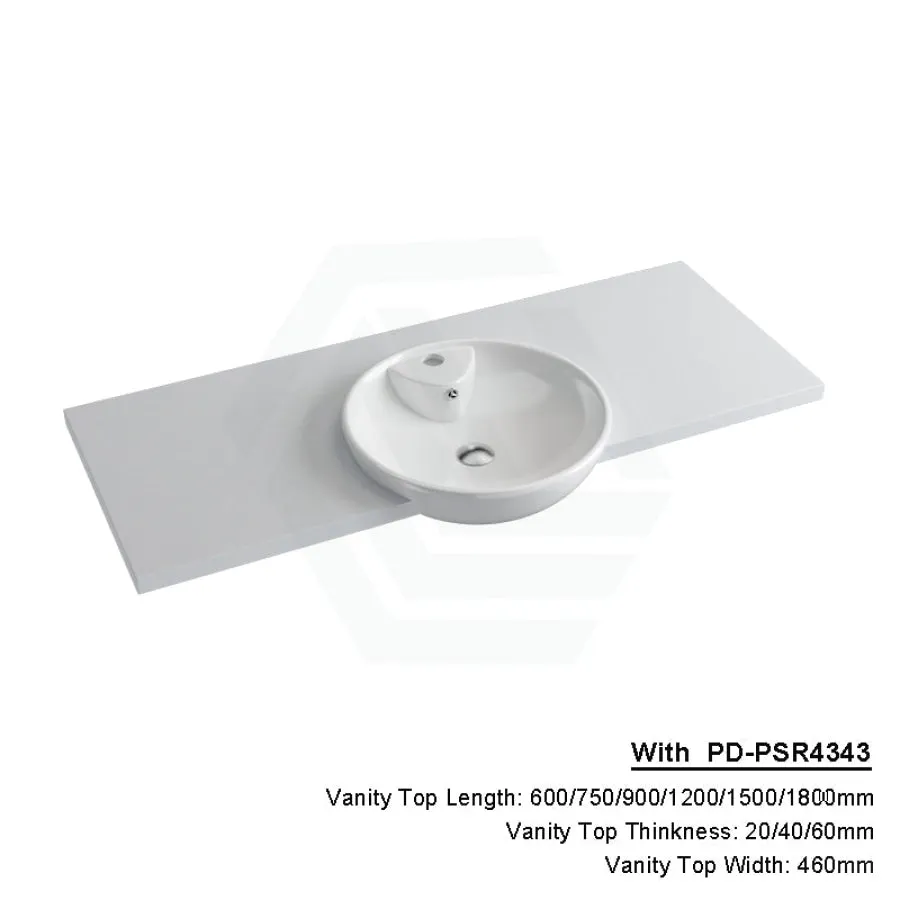 20/40/60mm Gloss Silk White Stone Top Quartz with Semi-Recessed Basin