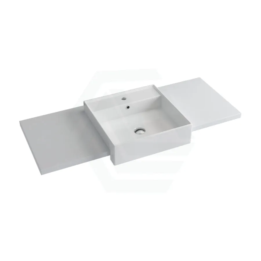 20/40/60mm Gloss Silk White Stone Top Quartz with Semi-Recessed Basin