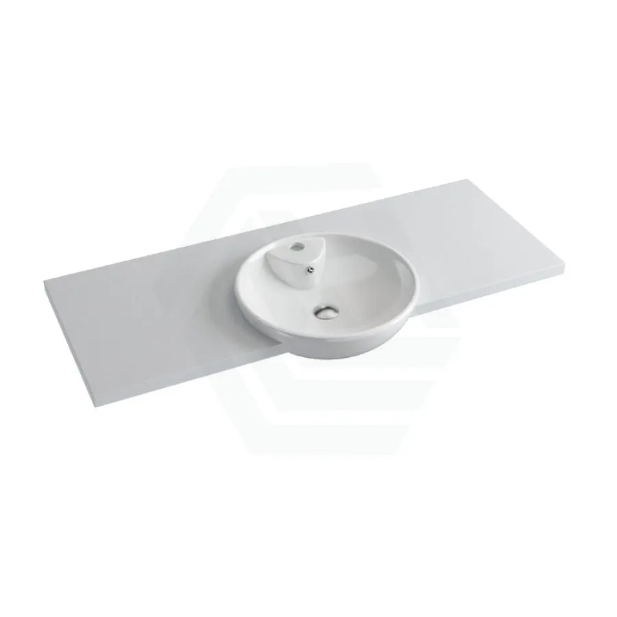 20/40/60mm Gloss Silk White Stone Top Quartz with Semi-Recessed Basin