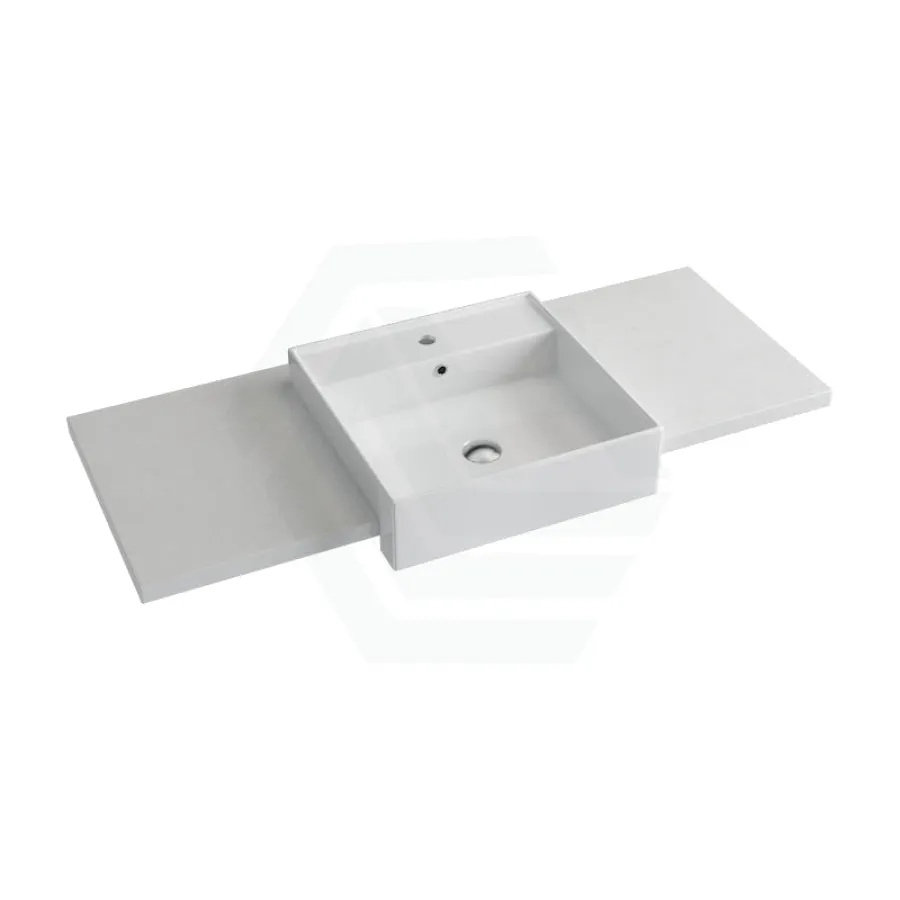20/40/60mm Gloss White Canvas Stone Top Calacatta Quartz with Semi-Recessed Basin