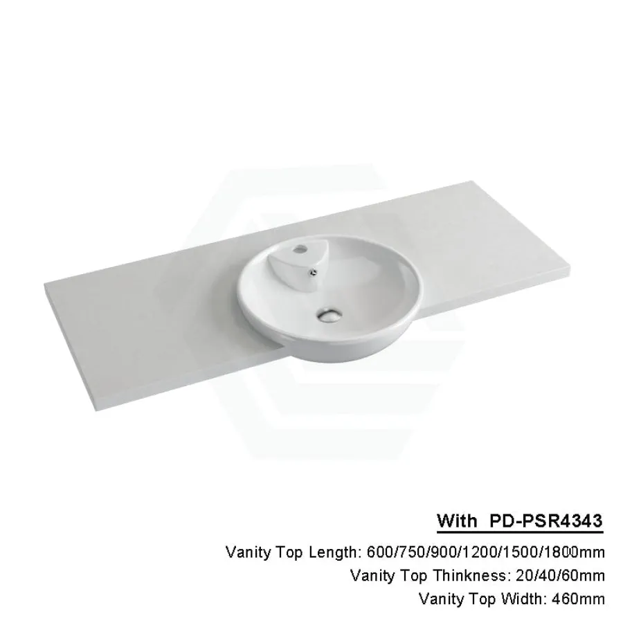 20/40/60mm Gloss White Canvas Stone Top Calacatta Quartz with Semi-Recessed Basin