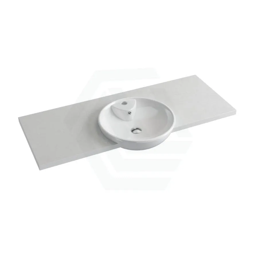 20/40/60mm Gloss White Canvas Stone Top Calacatta Quartz with Semi-Recessed Basin