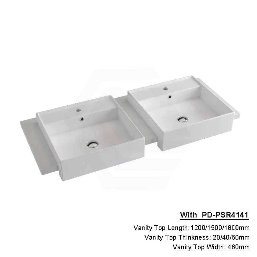 20/40/60mm Gloss White Canvas Stone Top Calacatta Quartz with Semi-Recessed Basin