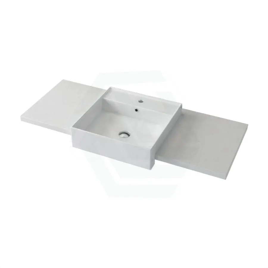 20/40/60mm Gloss White Canvas Stone Top Calacatta Quartz with Semi-Recessed Basin
