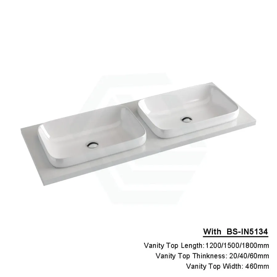 20/40/60mm Gloss White Canvas Stone Top Quartz with Inset Basin