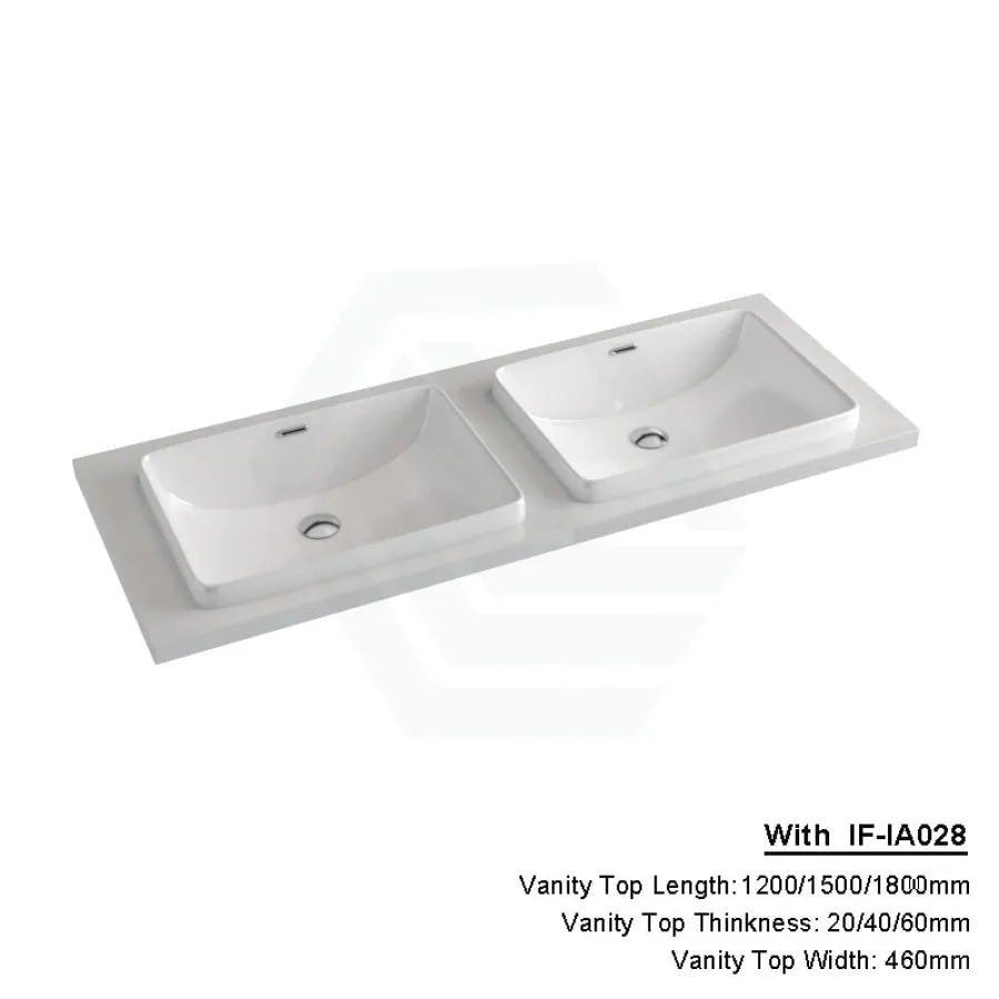 20/40/60mm Gloss White Canvas Stone Top Quartz with Inset Basin