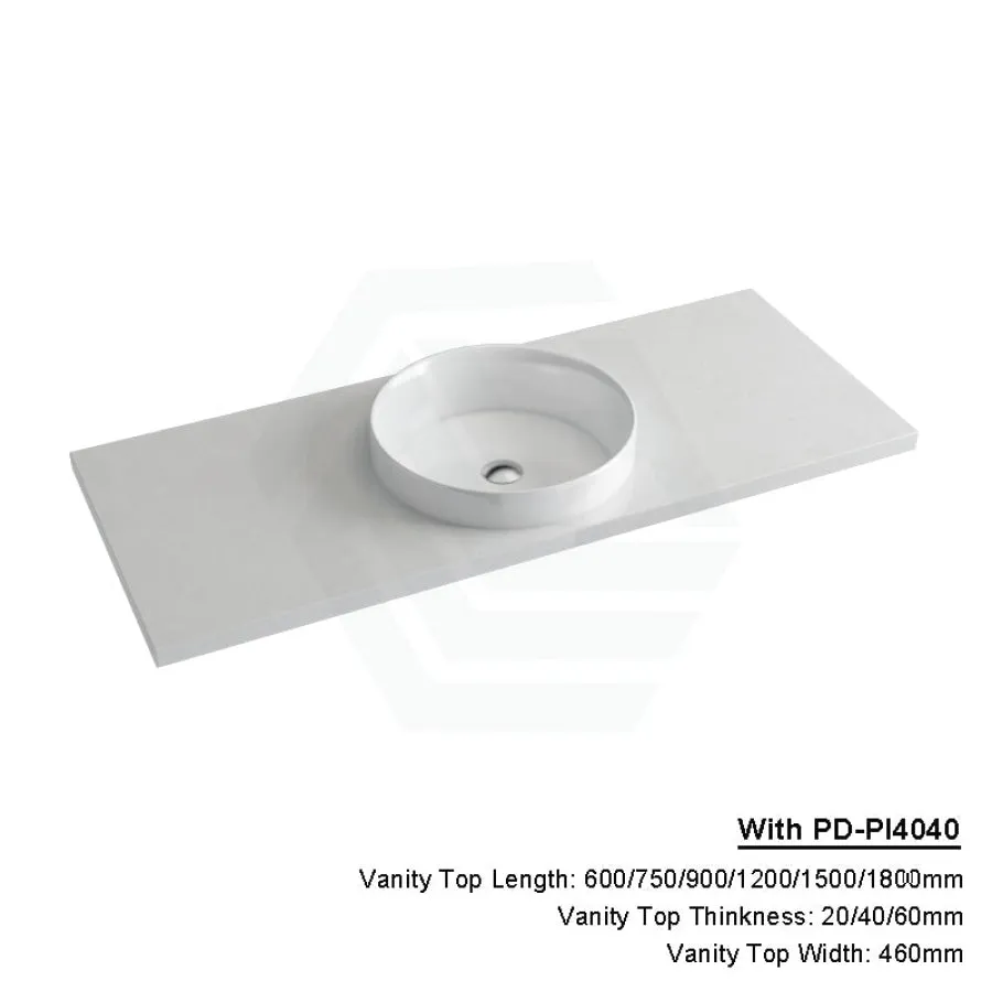 20/40/60mm Gloss White Canvas Stone Top Quartz with Inset Basin
