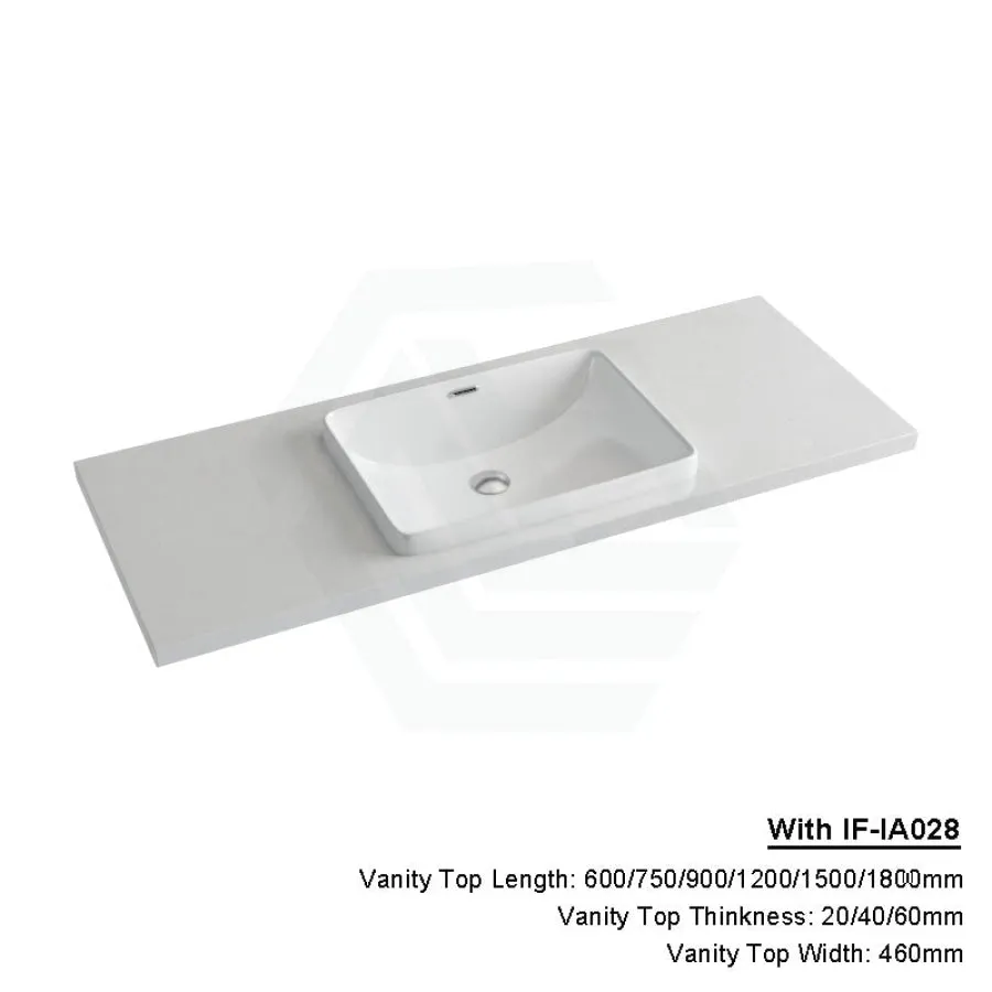 20/40/60mm Gloss White Canvas Stone Top Quartz with Inset Basin