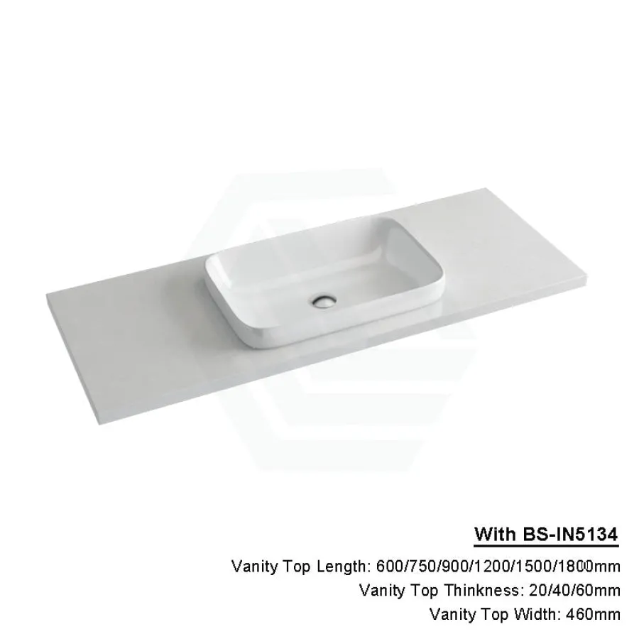 20/40/60mm Gloss White Canvas Stone Top Quartz with Inset Basin