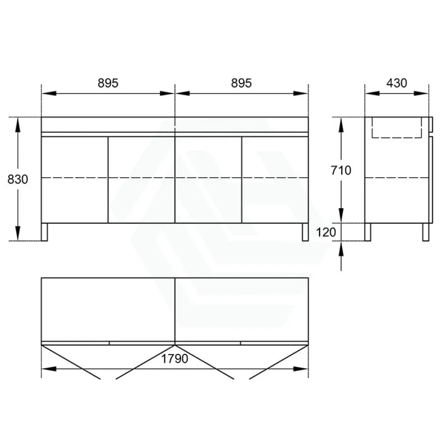 4-Door 1500/1800mm Freestanding Bathroom Legs Vanity Double Multi-Colour Cabinet Only