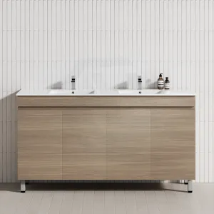 4-Door 1500/1800mm Freestanding Bathroom Legs Vanity Double Multi-Colour Cabinet Only