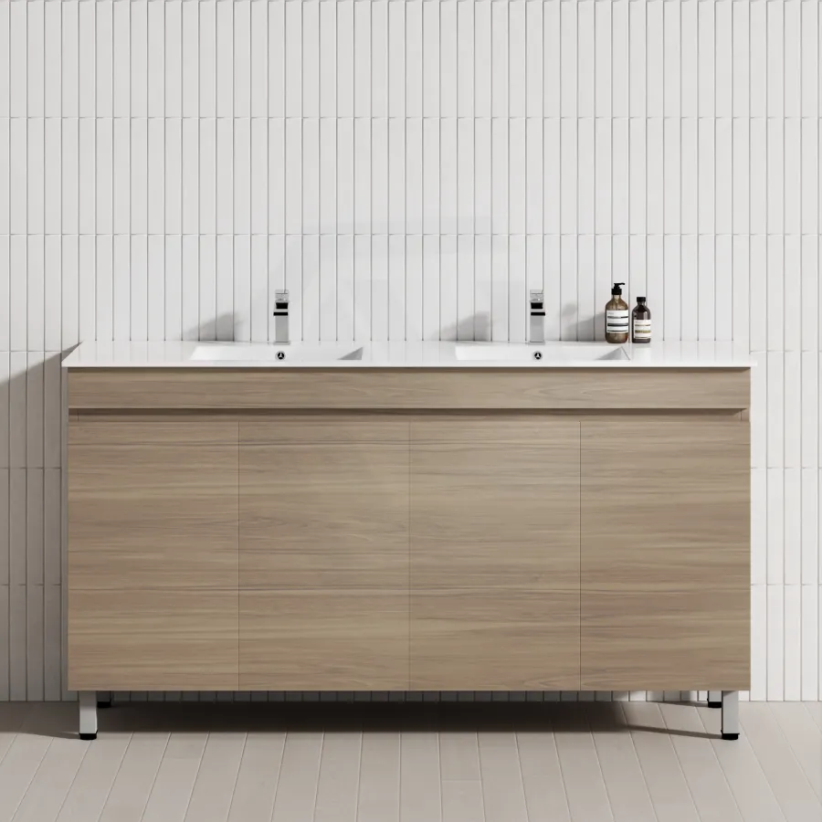 4-Door 1500/1800mm Freestanding Bathroom Legs Vanity Double Multi-Colour Cabinet Only