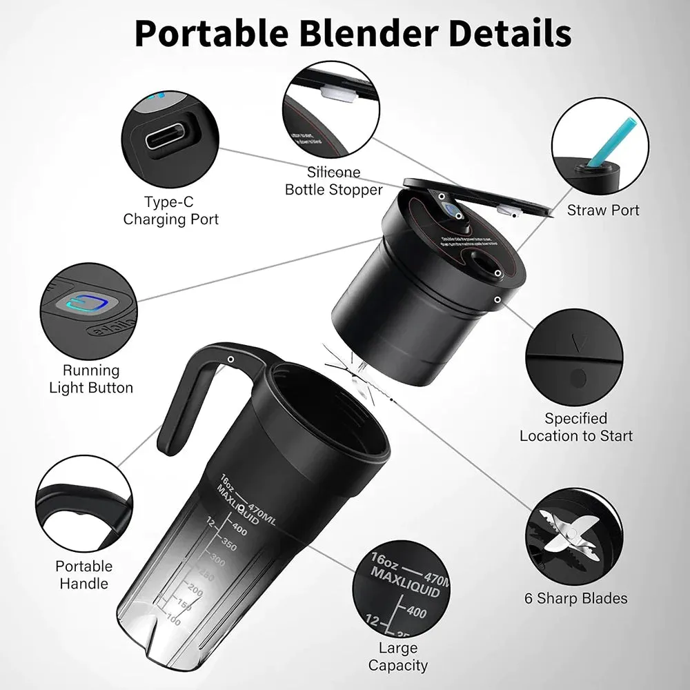 6 Blade Rechargeable Portable Juicer for Shakes and Smoothies