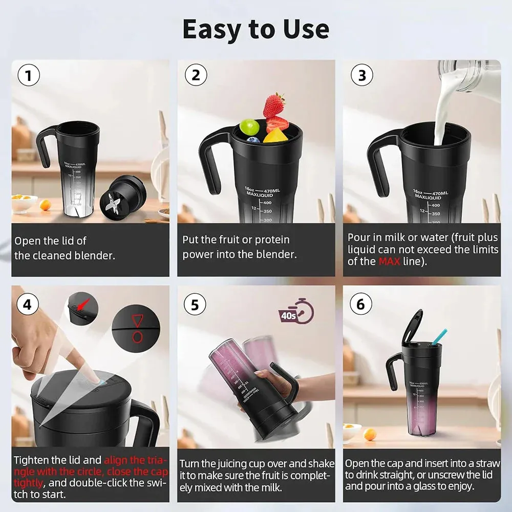 6 Blade Rechargeable Portable Juicer for Shakes and Smoothies