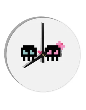 8-Bit Skull Love - Boy and Girl 10 InchRound Wall Clock