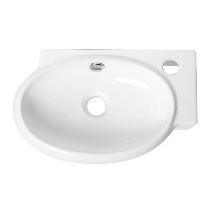 ALFI ABC117 White 17" Small Wall Mounted Ceramic Sink with Faucet Hole