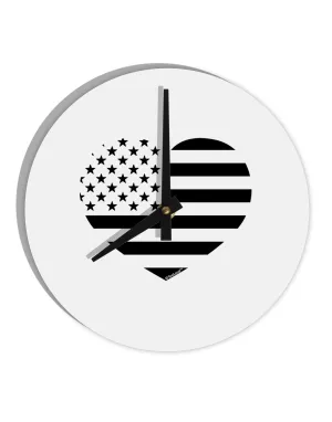 American Flag Heart Design - Stamp Style 10 InchRound Wall Clock  by TooLoud