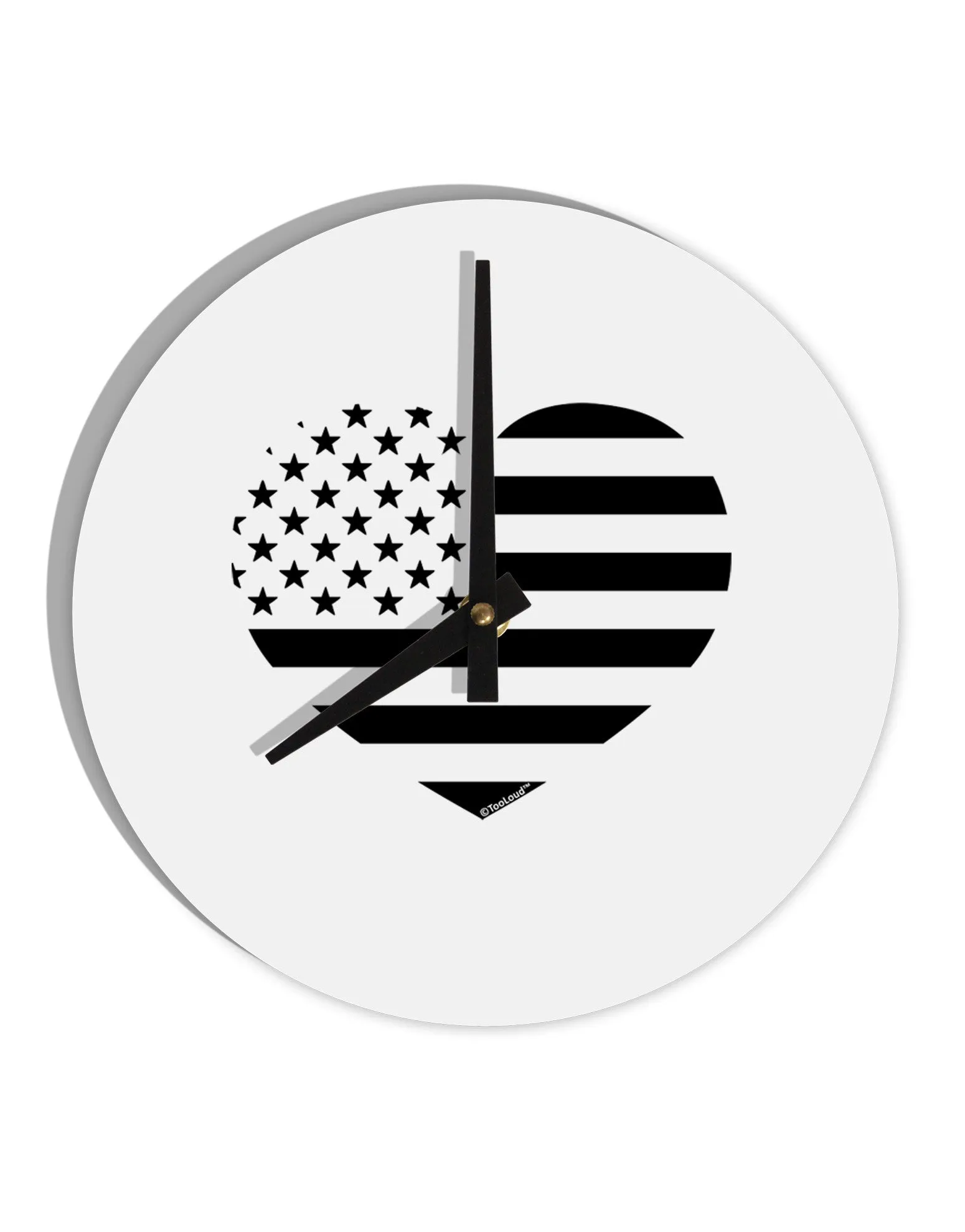 American Flag Heart Design - Stamp Style 10 InchRound Wall Clock  by TooLoud