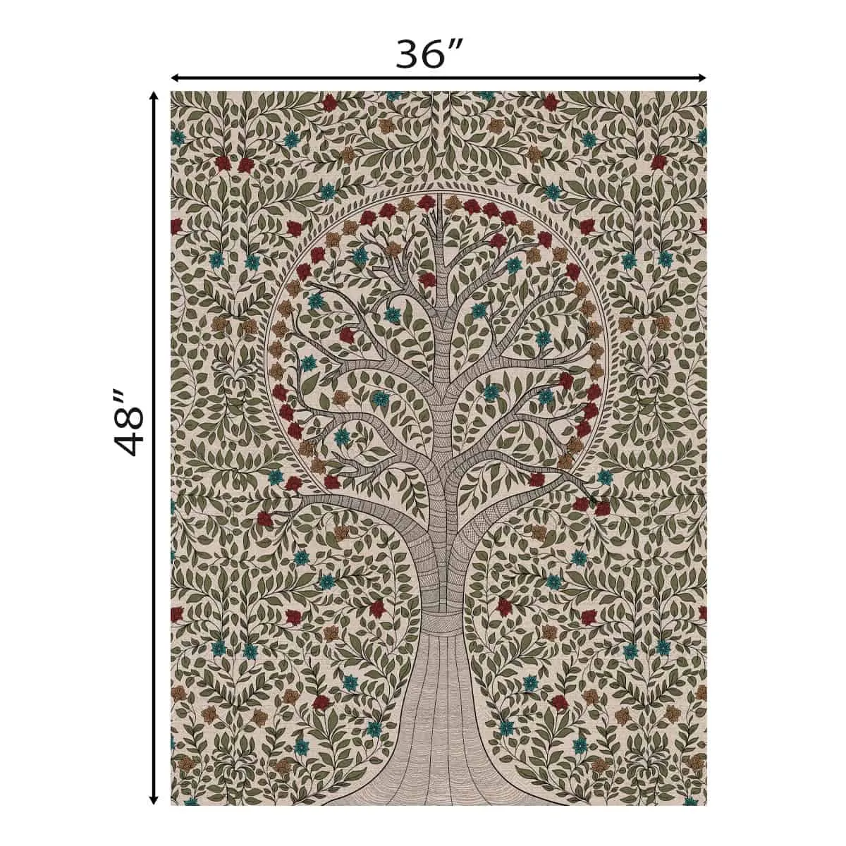 Anant Madhubani Vintage Indian Painting Wall Art Digital Frameless Poster 36 x 48 inches