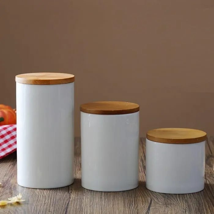 Ceramic Kitchen Jar with Bamboo Lid