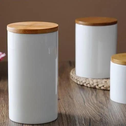 Ceramic Kitchen Jar with Bamboo Lid