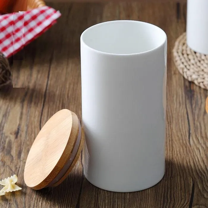 Ceramic Kitchen Jar with Bamboo Lid