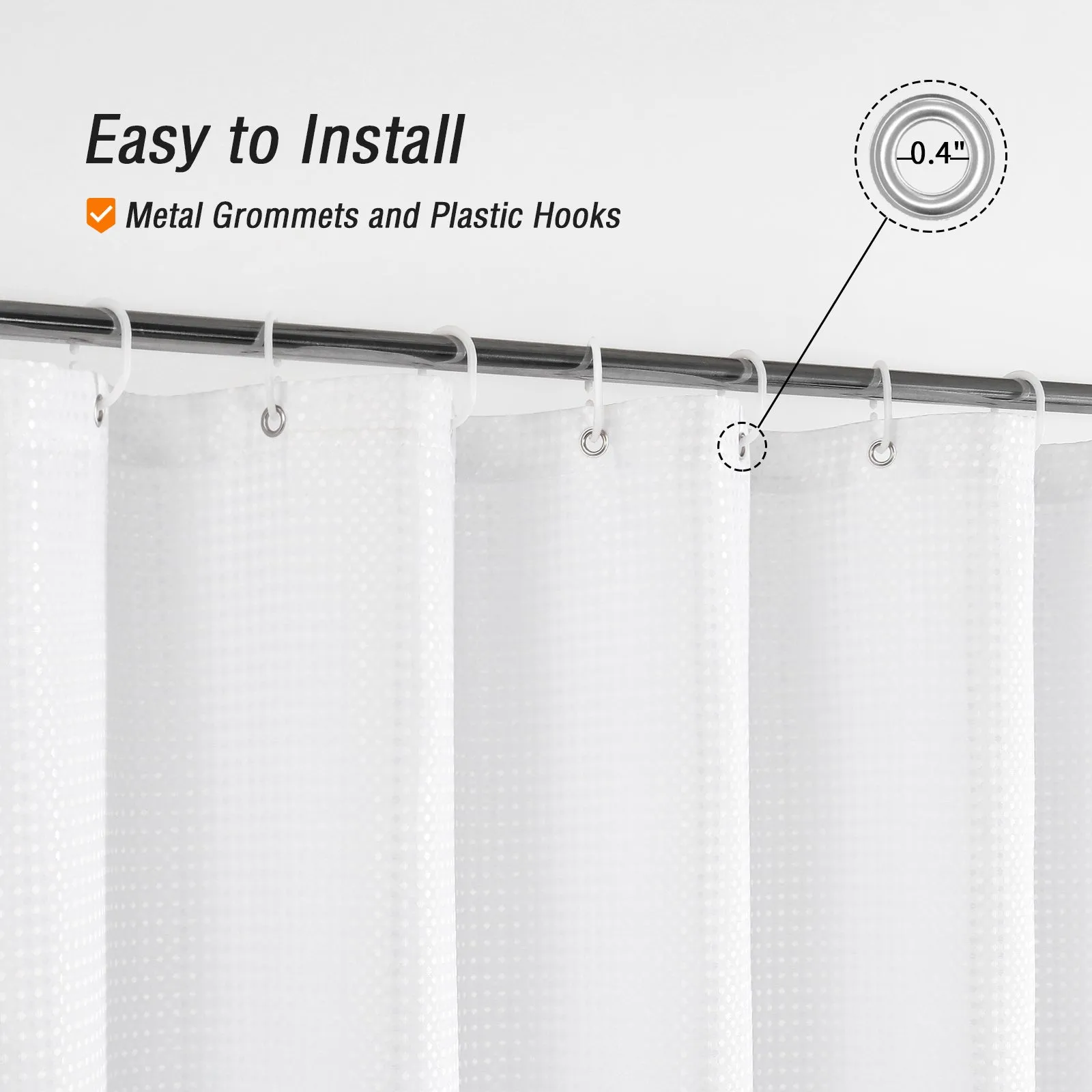 Classic Waffle Shower Curtain with Hooks