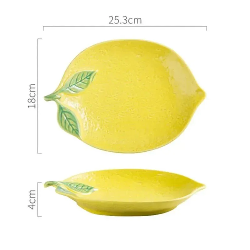 Colourful Lemon Shaped Plate And Bowl Tableware Set