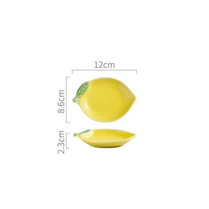 Colourful Lemon Shaped Plate And Bowl Tableware Set