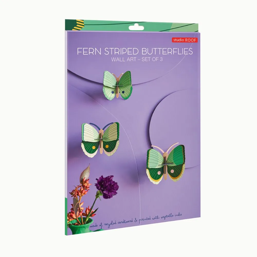 DIY 3D Wall Decoration - Fern Striped Butterflies, set of 3