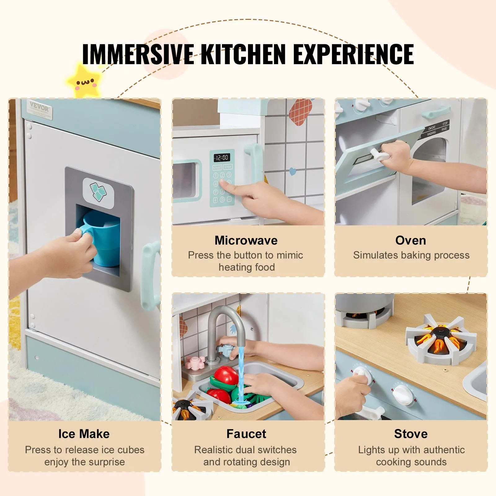 Diy Simulated Cooking Kitchen Counter Play House With Sound For Kids