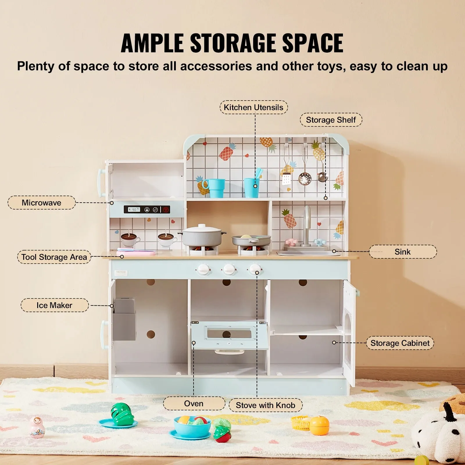 Diy Simulated Cooking Kitchen Counter Play House With Sound For Kids
