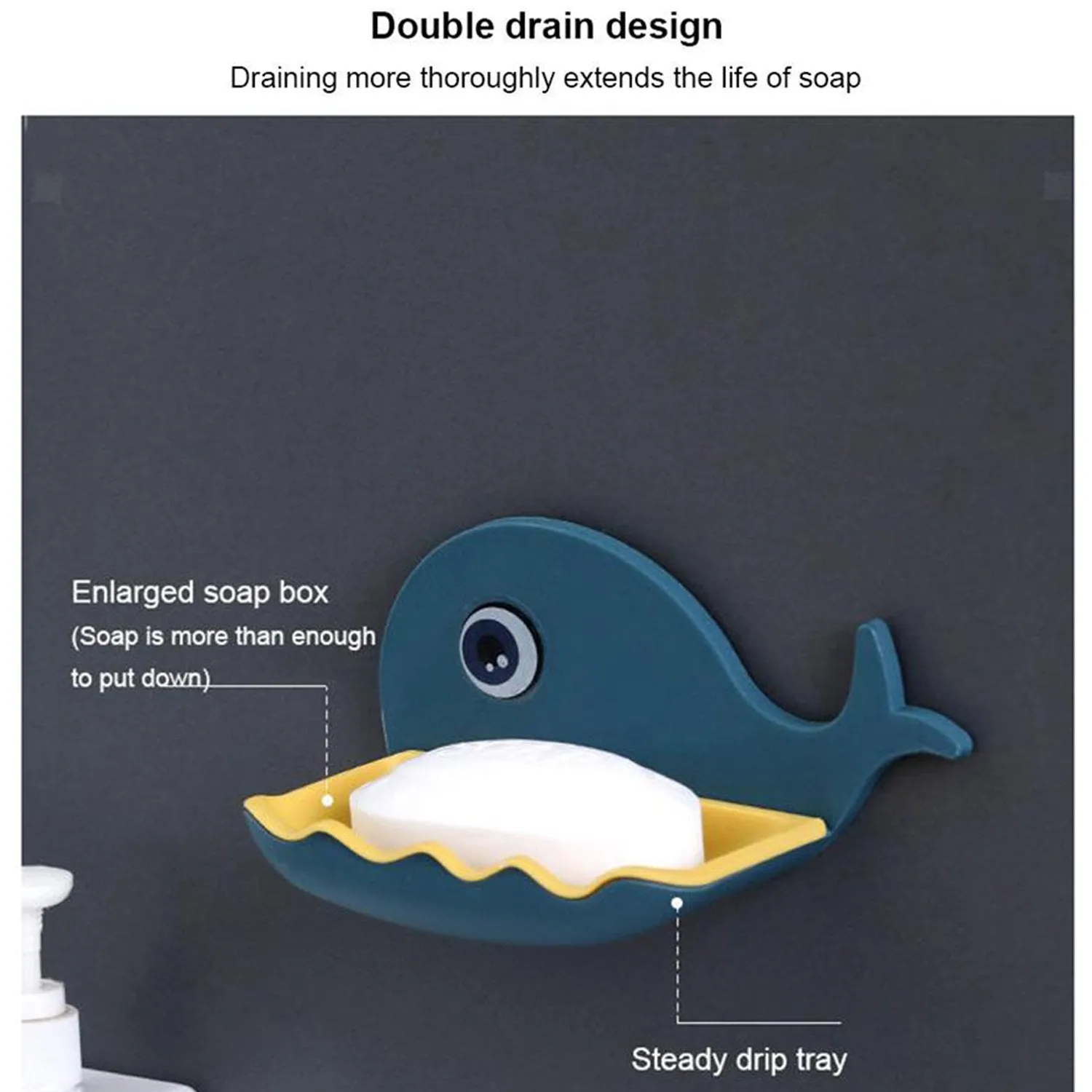 Fish Shape Soap Dish Adhesive Waterproof Wall Mounted Bar Soap Dish Holder  (Pack of 2Pc)