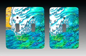 Green Wave Light Switch Cover