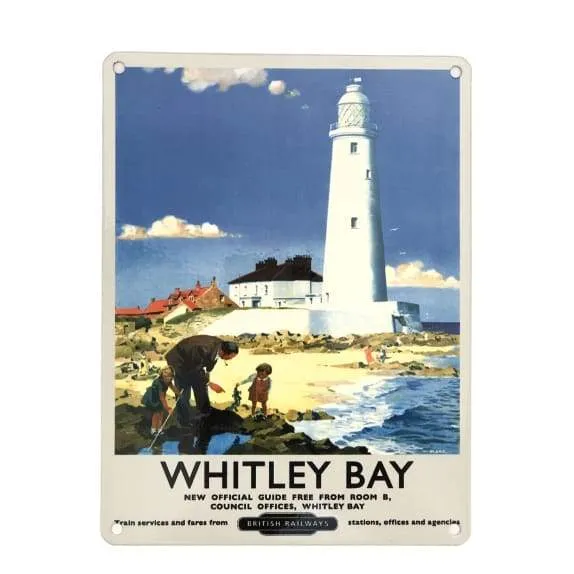 Metal Sign Small Whitley Bay Lighthouse by the Original Metal Sign Company