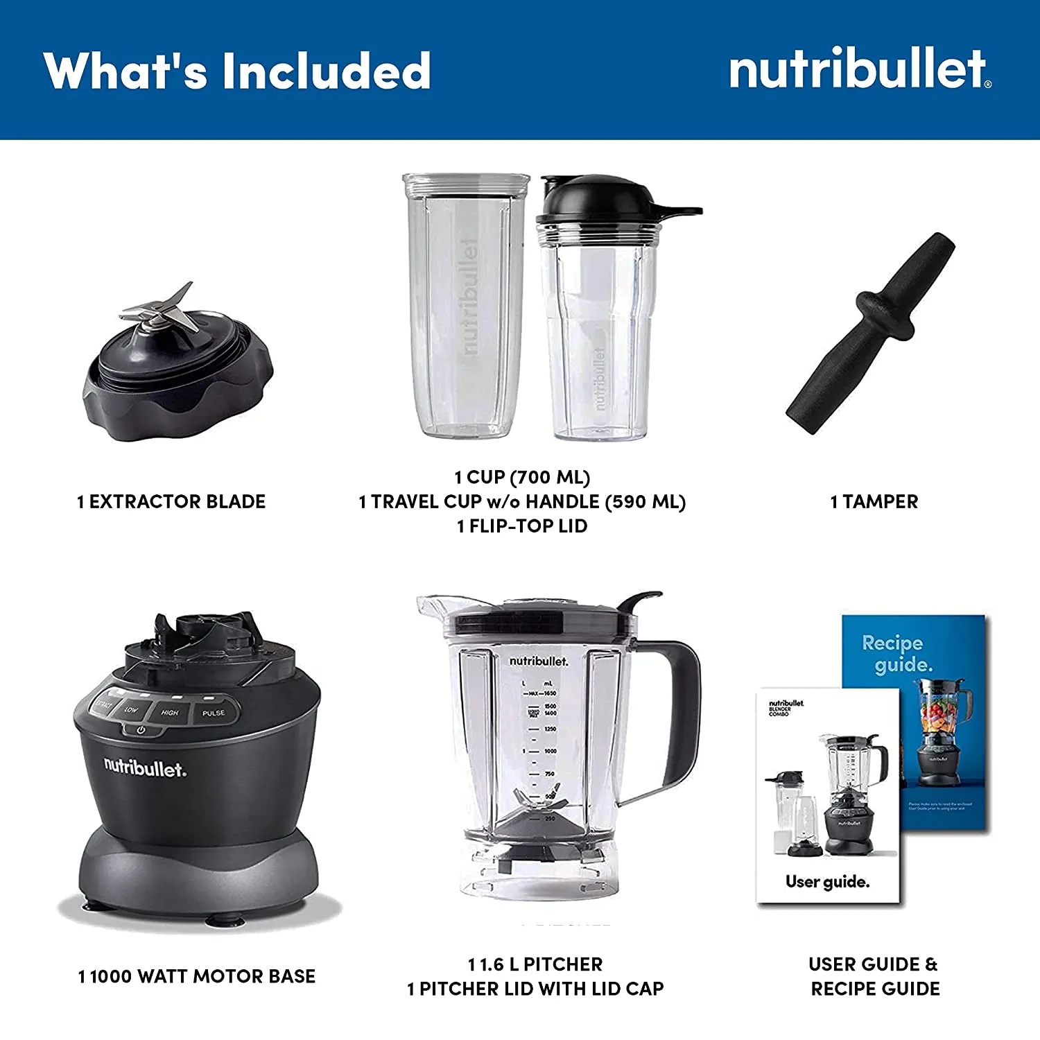 NutriBullet NBC-1049DG/NBC-10B Smoothie Maker, 1000W (Dark Grey), 1 Pitcher, 2 Jar Cup