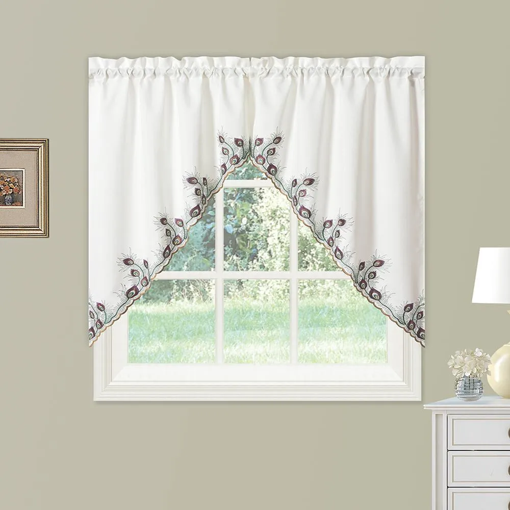Peacock Kitchen Tier, Valance and Swags