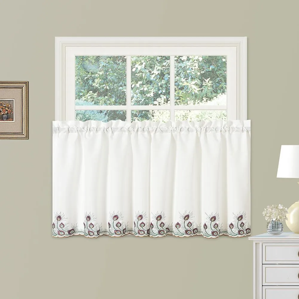 Peacock Kitchen Tier, Valance and Swags