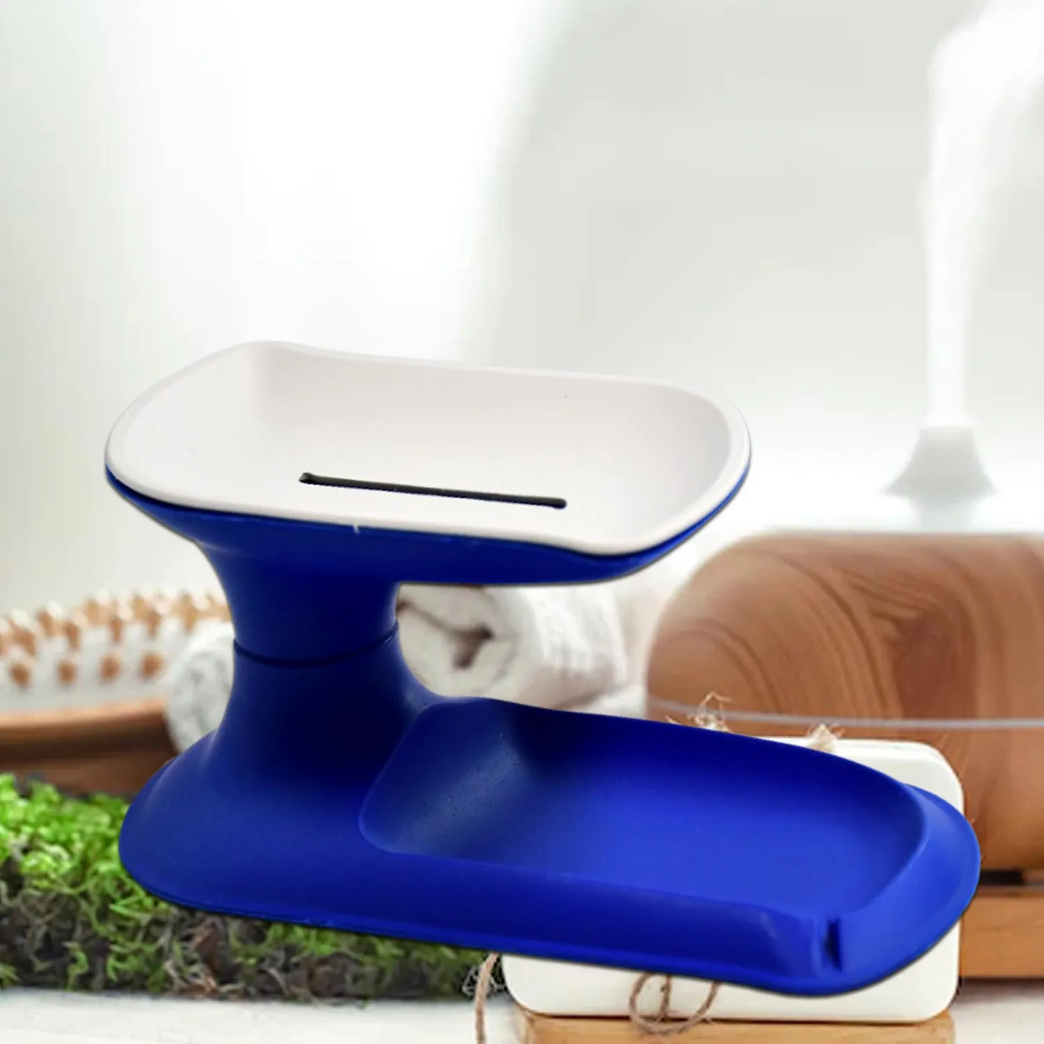 Plastic Double Layer Soap Dish Holder| Decorative Storage Holder Box for Bathroom, Kitchen, Easy Cleaning ,Soap Saver.