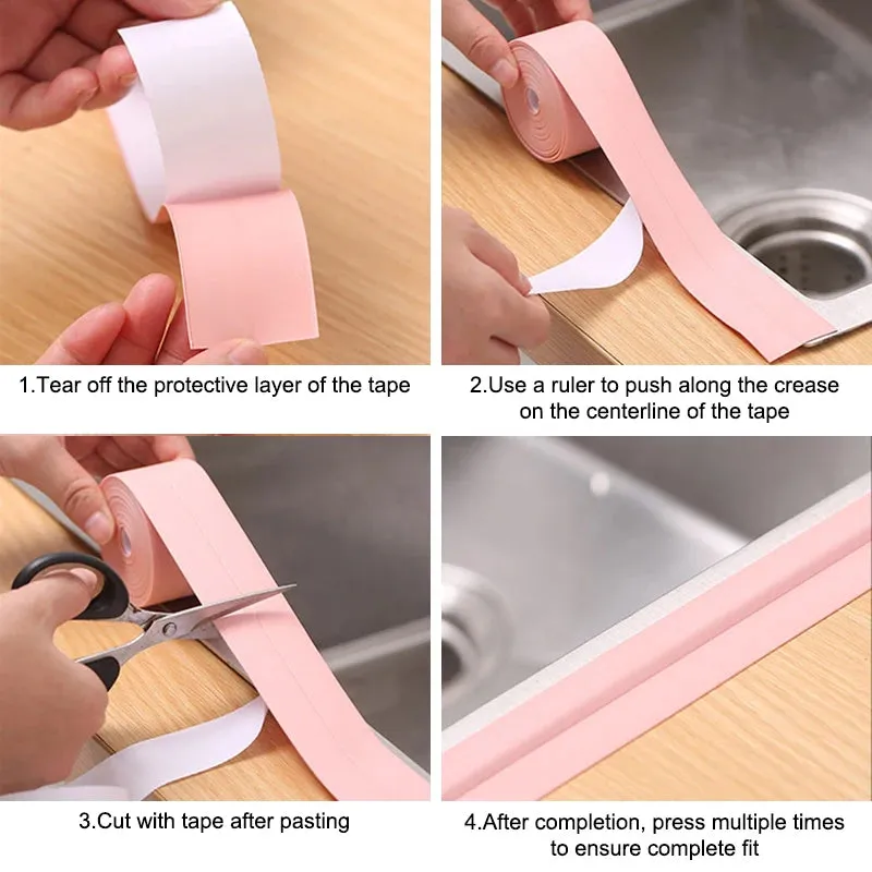 Shower Bath Sealing Strip Tape Caulk Strip Self Adhesive Waterproof Wall Sticker Sink Edge Tape For Bathroom Kitchen Accessories