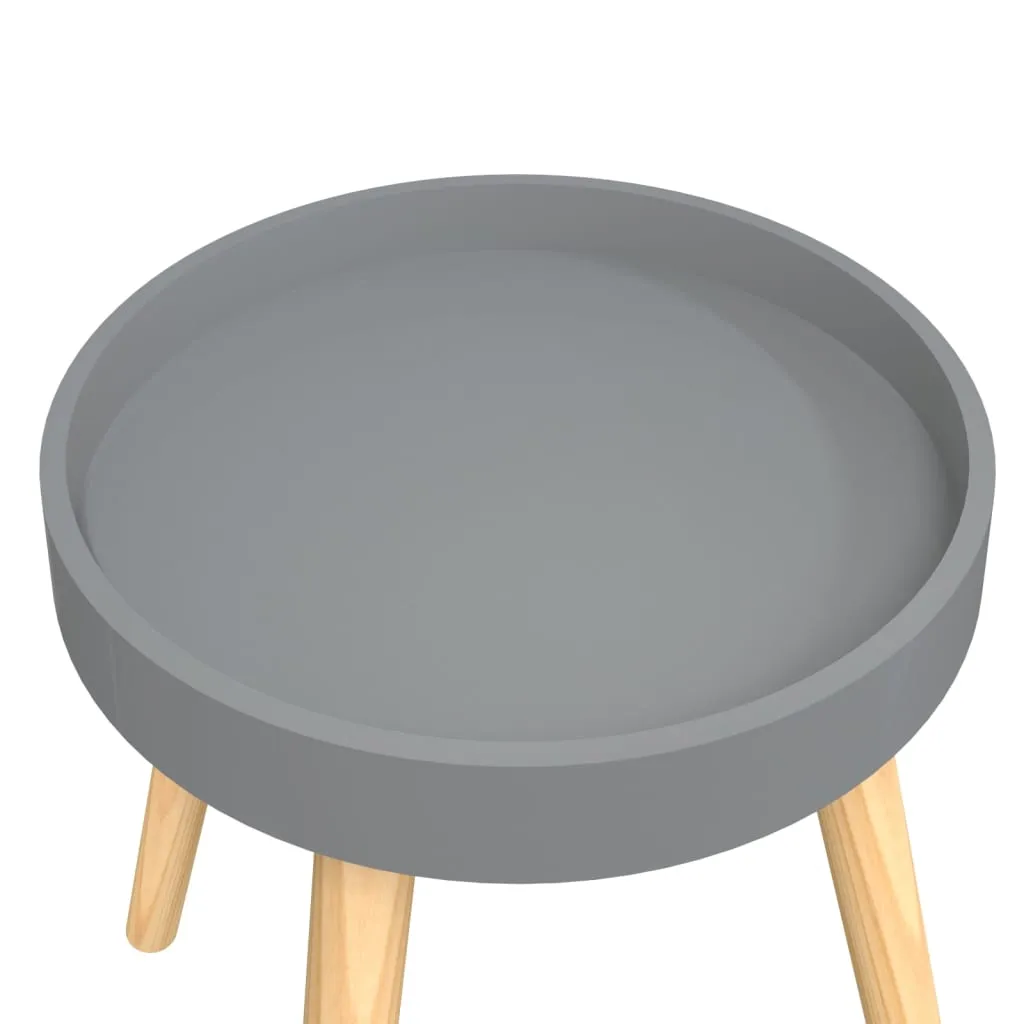 Side Table Grey 38x38x40 cm Engineered Wood&Solid Wood Pine