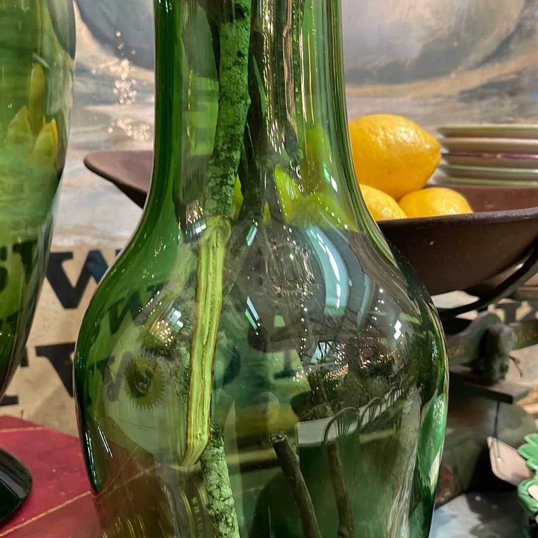 Tall Empoli Green Crystal Vase