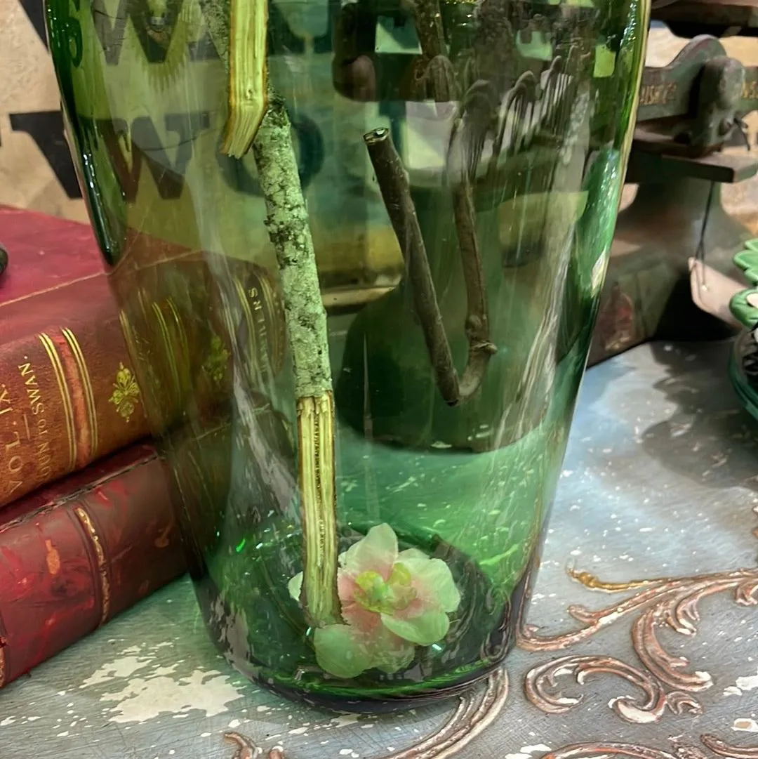 Tall Empoli Green Crystal Vase