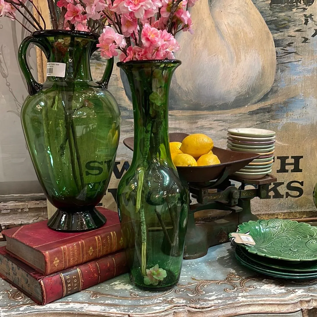 Tall Empoli Green Crystal Vase